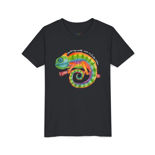 Youth Reading Mode: Now in Full Color Tee – Colorful Chameleon Shirt for Curious Kids