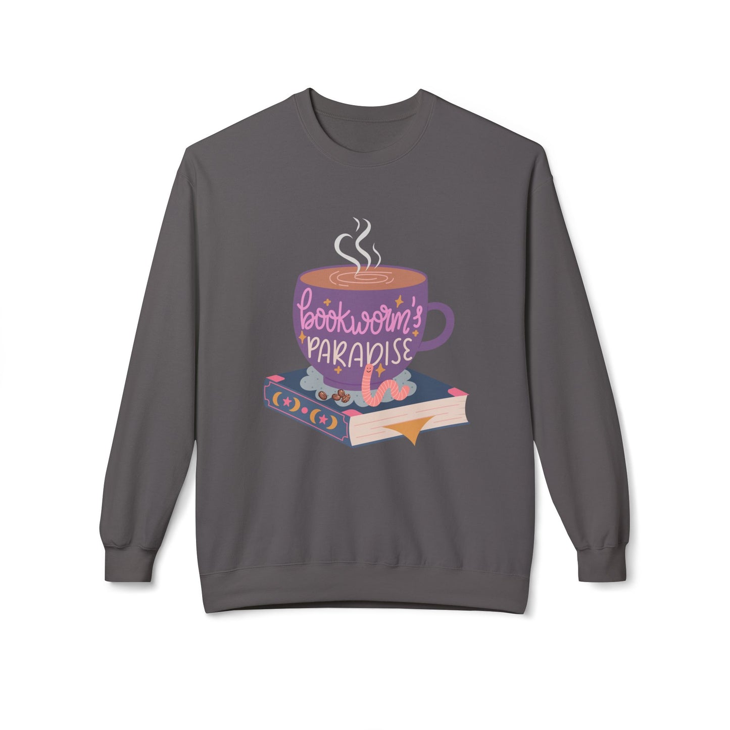 Teen/Adult Unisex Bookworm’s Paradise Sweatshirt, Cozy Reading & Coffee Lover Crewneck