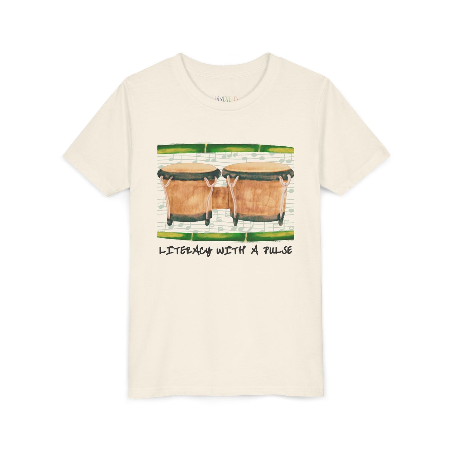 Youth Literacy With a Pulse Tee – Bongo Drum Shirt for Rhythm-Loving Readers