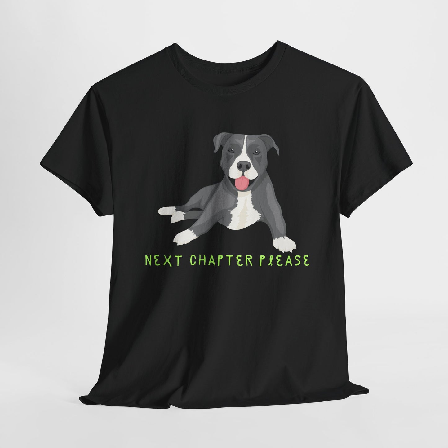 Teen/Adult Unisex Next Chapter Please Tee – Calm Pup, Curious Heart