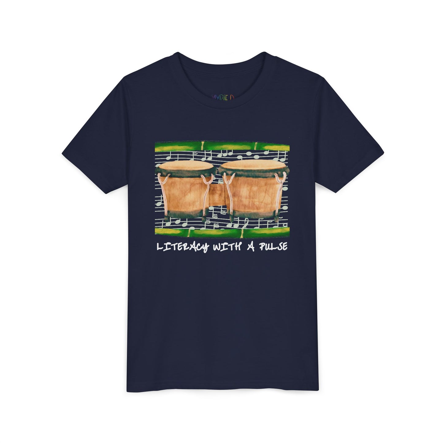 Youth Literacy With a Pulse Tee – Bongo Drum Shirt for Rhythm-Loving Readers