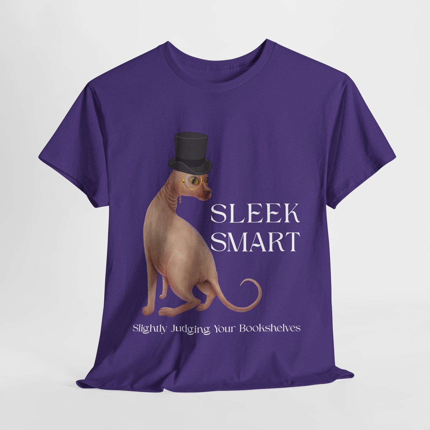 Teen/Adult Unisex Sleek Smart Tee – For Bookish Minds with Feline Taste