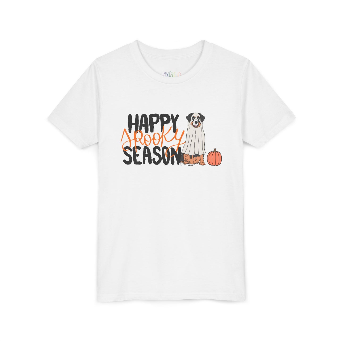 Youth "Happy Spooky Season" Tee – Cute Halloween Dog & Pumpkin Shirt