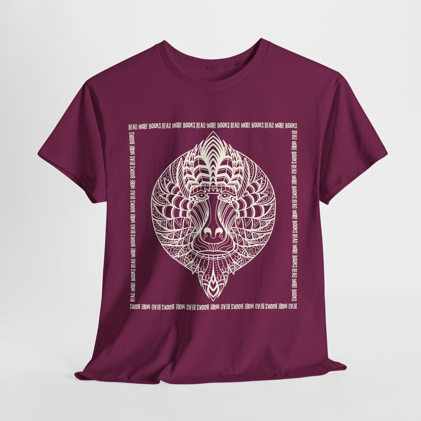 Teen/Adult Unisex Read More Mandrill Tee – Tribal Line Art for Book Lovers