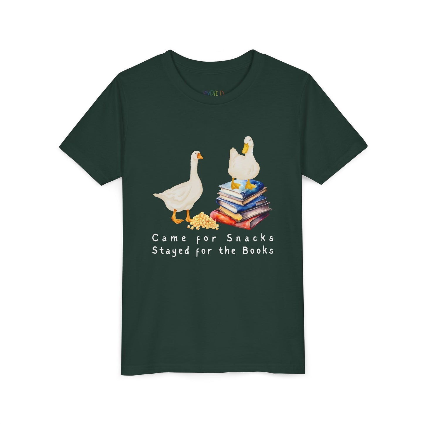 Youth Came for Snacks, Stayed for the Books Tee – Funny Duck Shirt for Hungry Little Readers