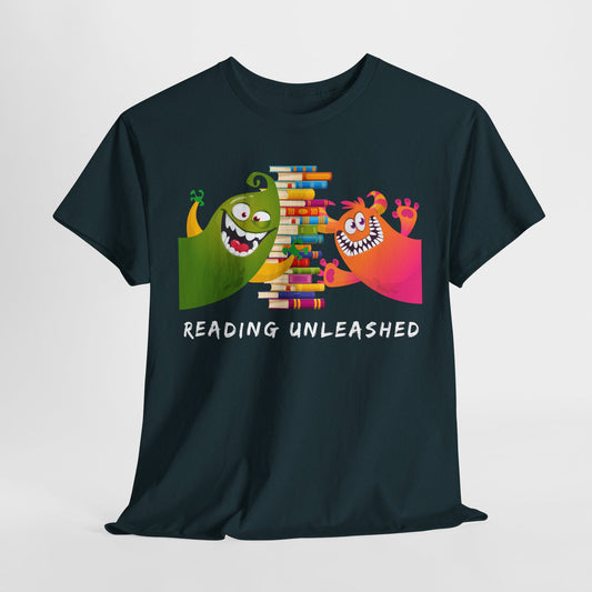 Teen/Adult Unisex “Reading Unleashed” Tee – Bold Book Lover Shirt for Wild Readers & Literacy Advocates