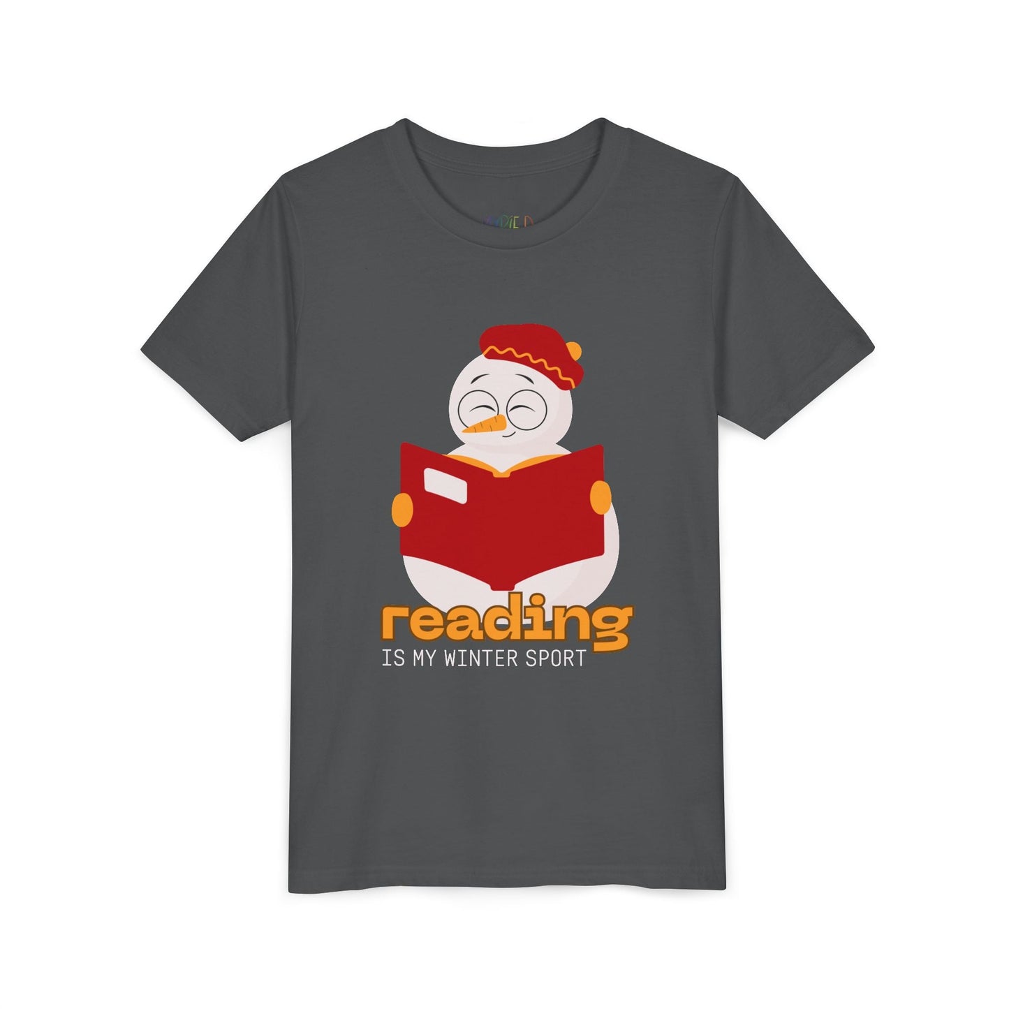 Youth Reading Is My Winter Sport T-Shirt â€“ Cute Snowman Design Printify
