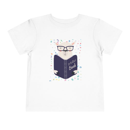 Toddler Serious Book Llama Tee – Funny Gift for Little Bookworms
