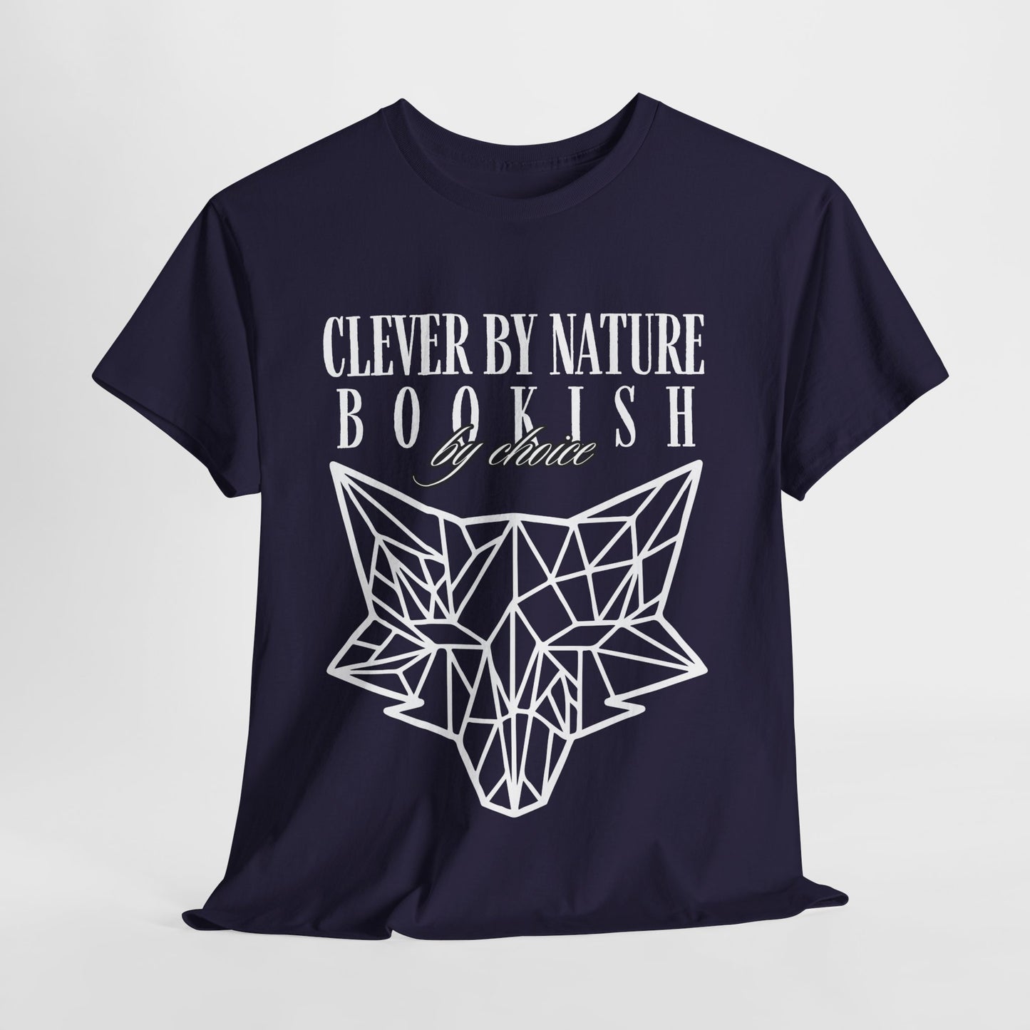 Teen/Adult Unisex – Clever by Nature Tee – Geometric Fox Design for Bookish Minds