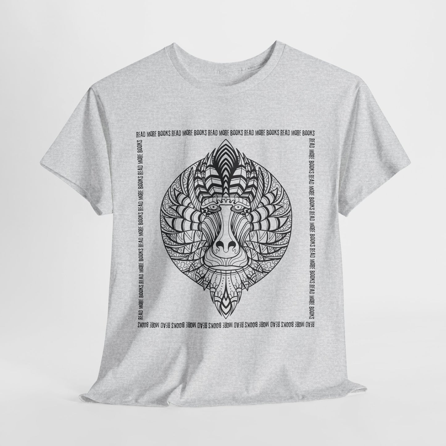 Teen/Adult Unisex Read More Mandrill Tee – Tribal Line Art for Book Lovers