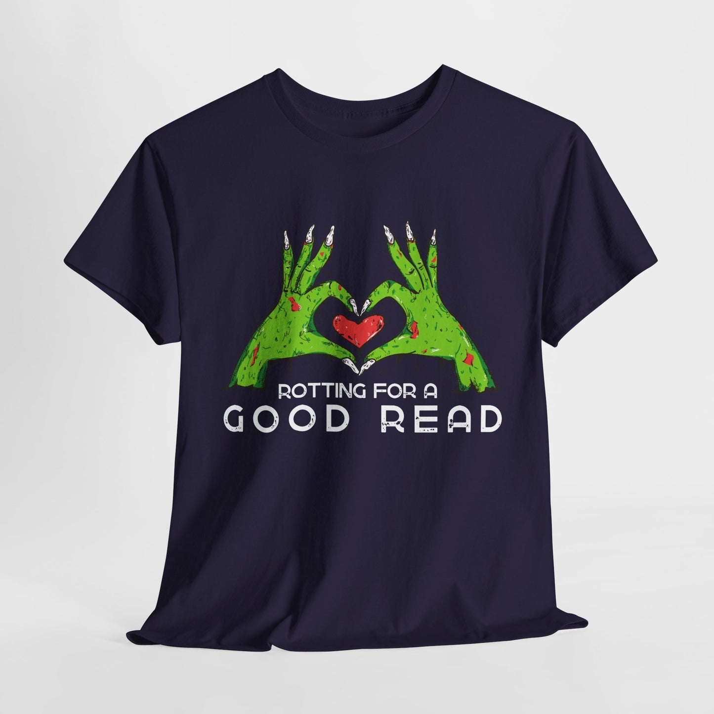 Teen/Adult Unisex "Rotting for a Good Read" Zombie Hands T-Shirt – Creepy Book Lover Tee