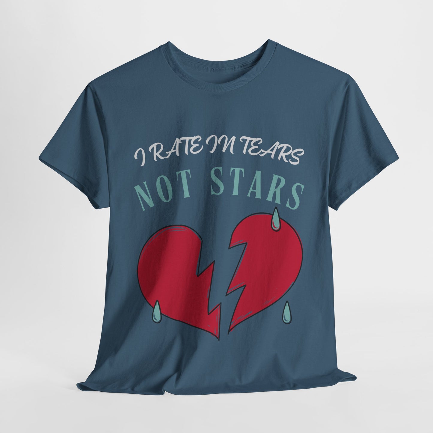 Teen/Adult Unisex Bookish Tee – I Rate in Tears, Not Stars (Heartbreak Edition)