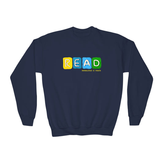 Youth READ Knowledge Is Power Sweatshirt – Bright, Bold & Brainy!