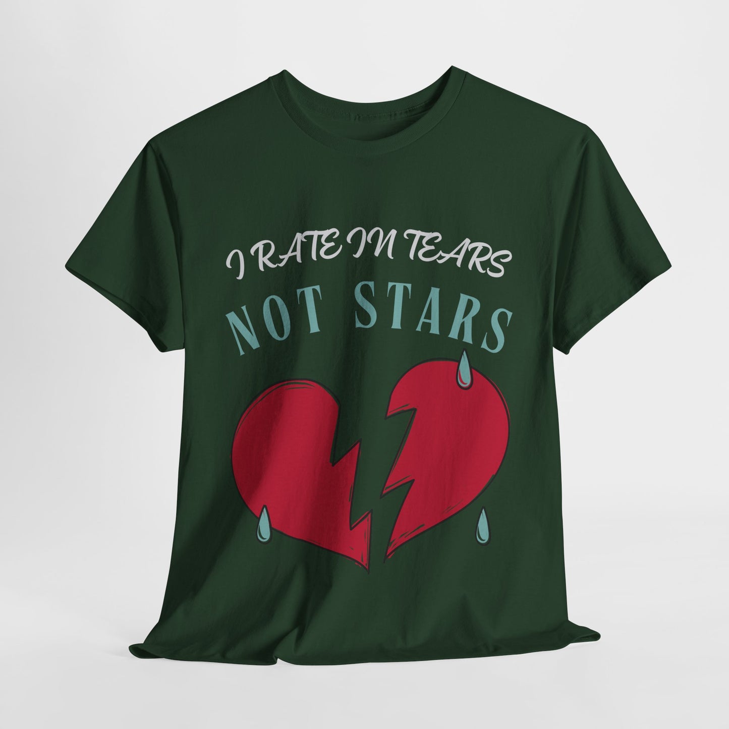 Teen/Adult Unisex Bookish Tee – I Rate in Tears, Not Stars (Heartbreak Edition)