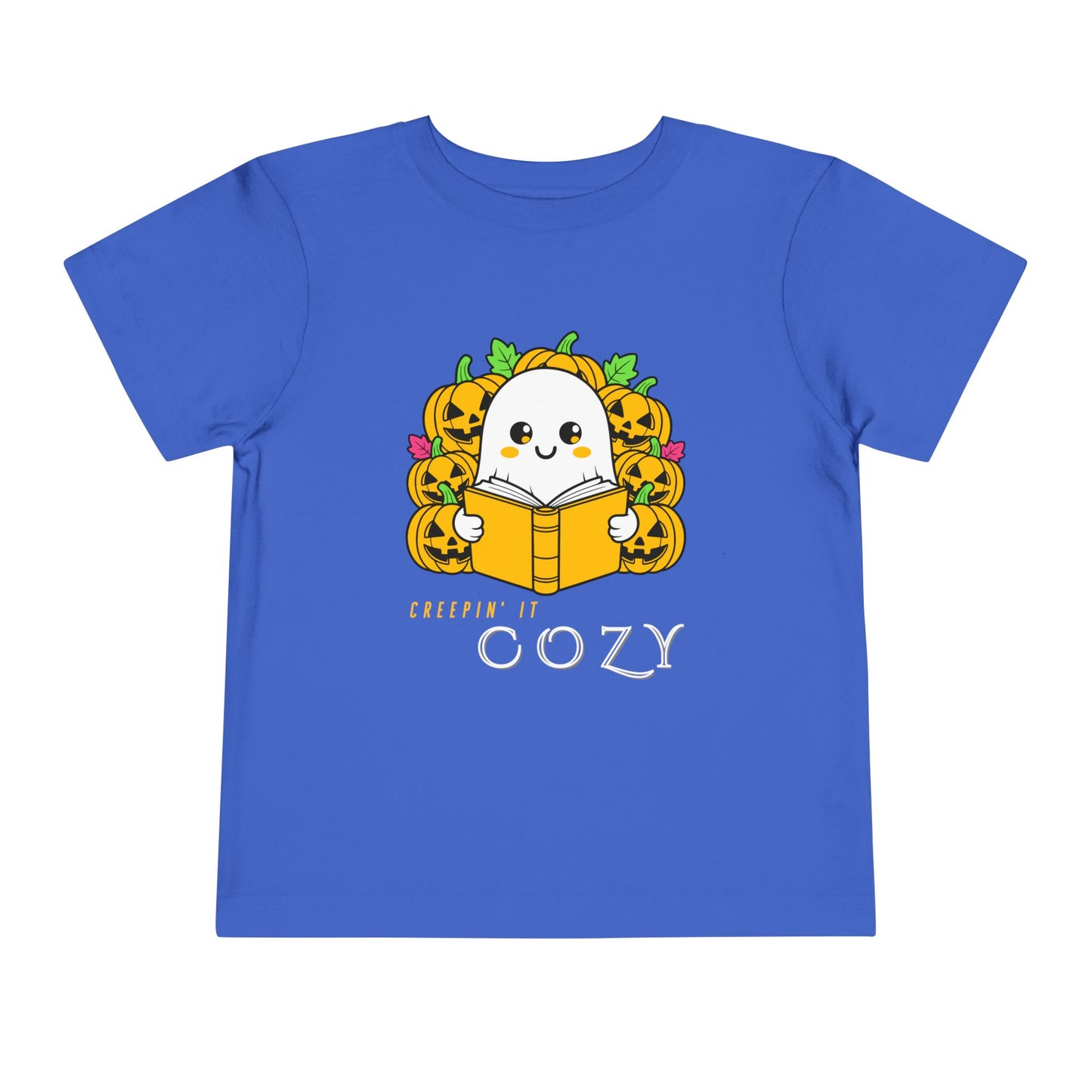 Toddler Creepin’ It Cozy Tee – Cute Halloween Ghost & Pumpkins Reading Shirt