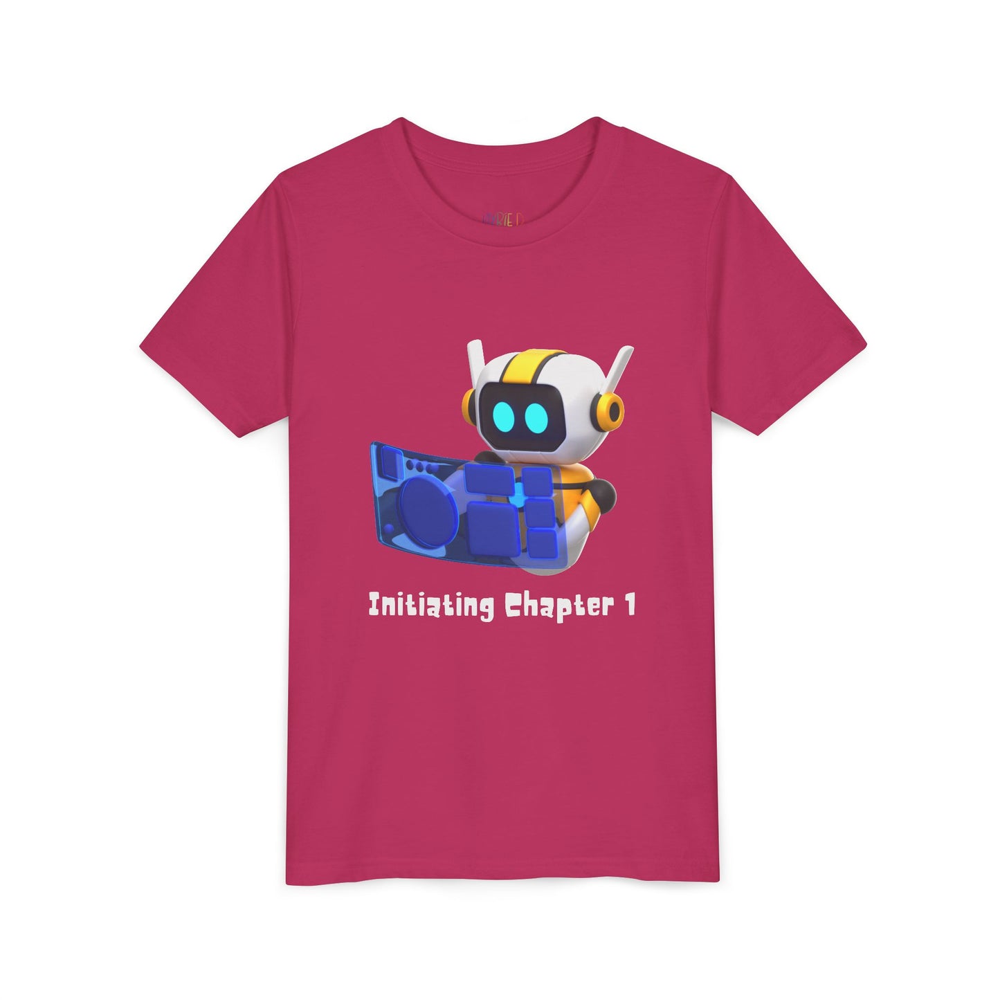 Youth Initiating Chapter 1 Tee – Robot Reading Adventure Shirt, A fun first chapter for future book lovers and digital dreamers alike.
