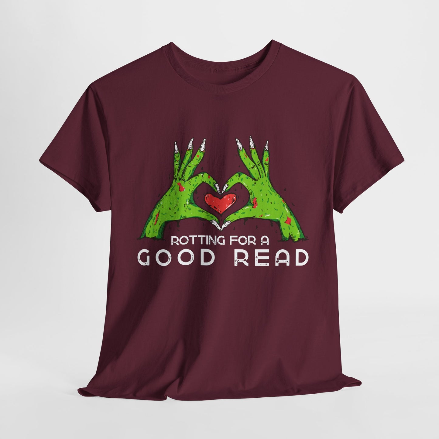 Teen/Adult Unisex "Rotting for a Good Read" Zombie Hands T-Shirt – Creepy Book Lover Tee