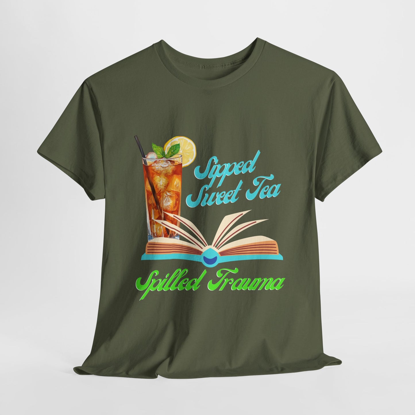 Teen/Adult Unisex Sipped Sweet Tea Spilled Trauma Tee – Southern Gothic Reader Style