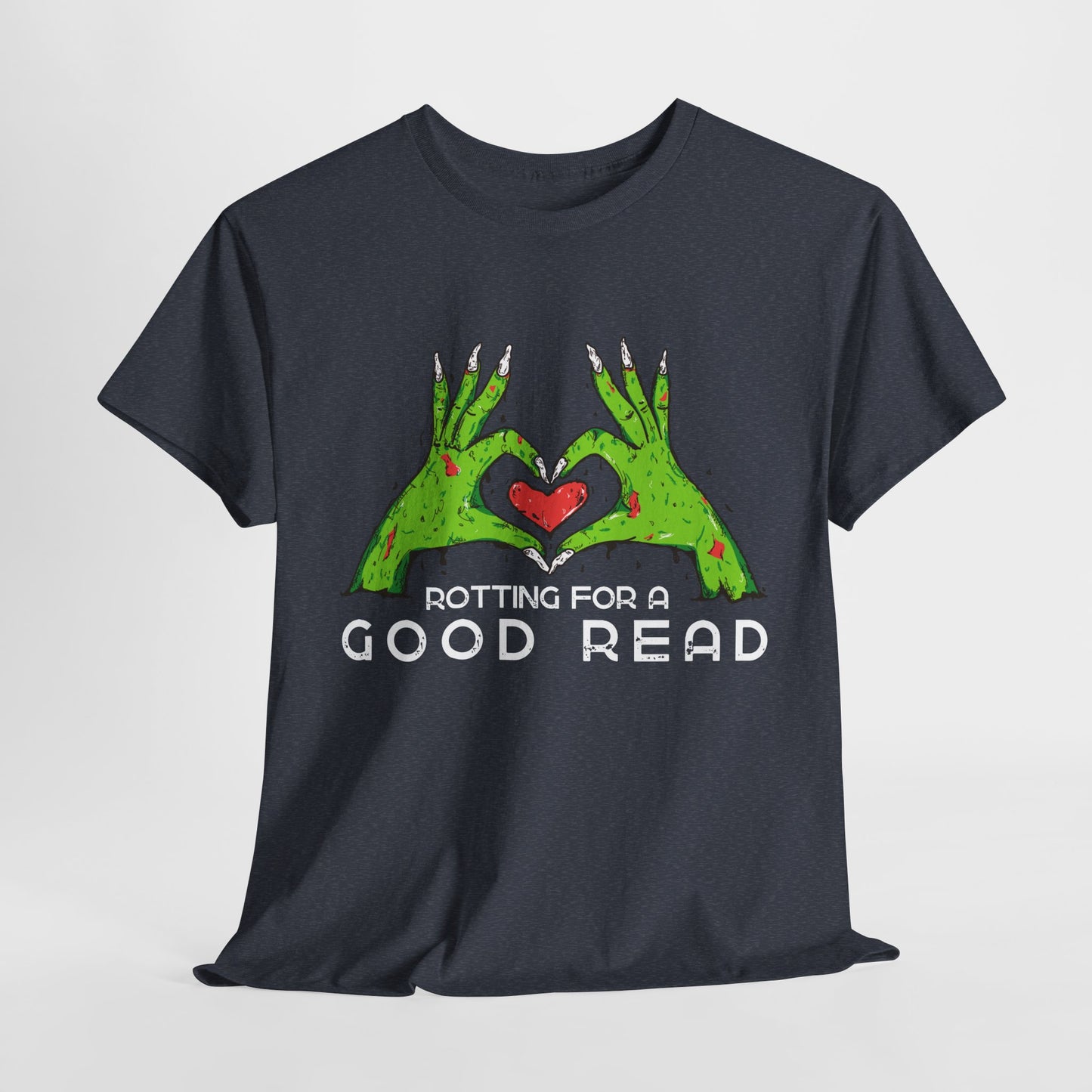 Teen/Adult Unisex "Rotting for a Good Read" Zombie Hands T-Shirt – Creepy Book Lover Tee