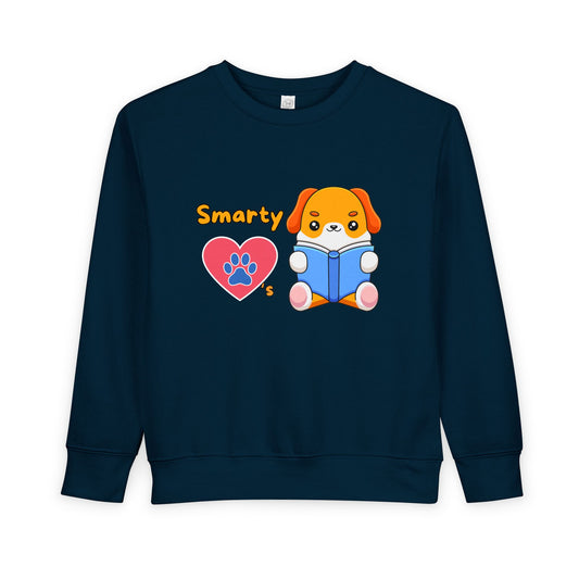 Toddler Smarty Paws Sweatshirt – Cute Reading Puppy Crewneck for Little Learners