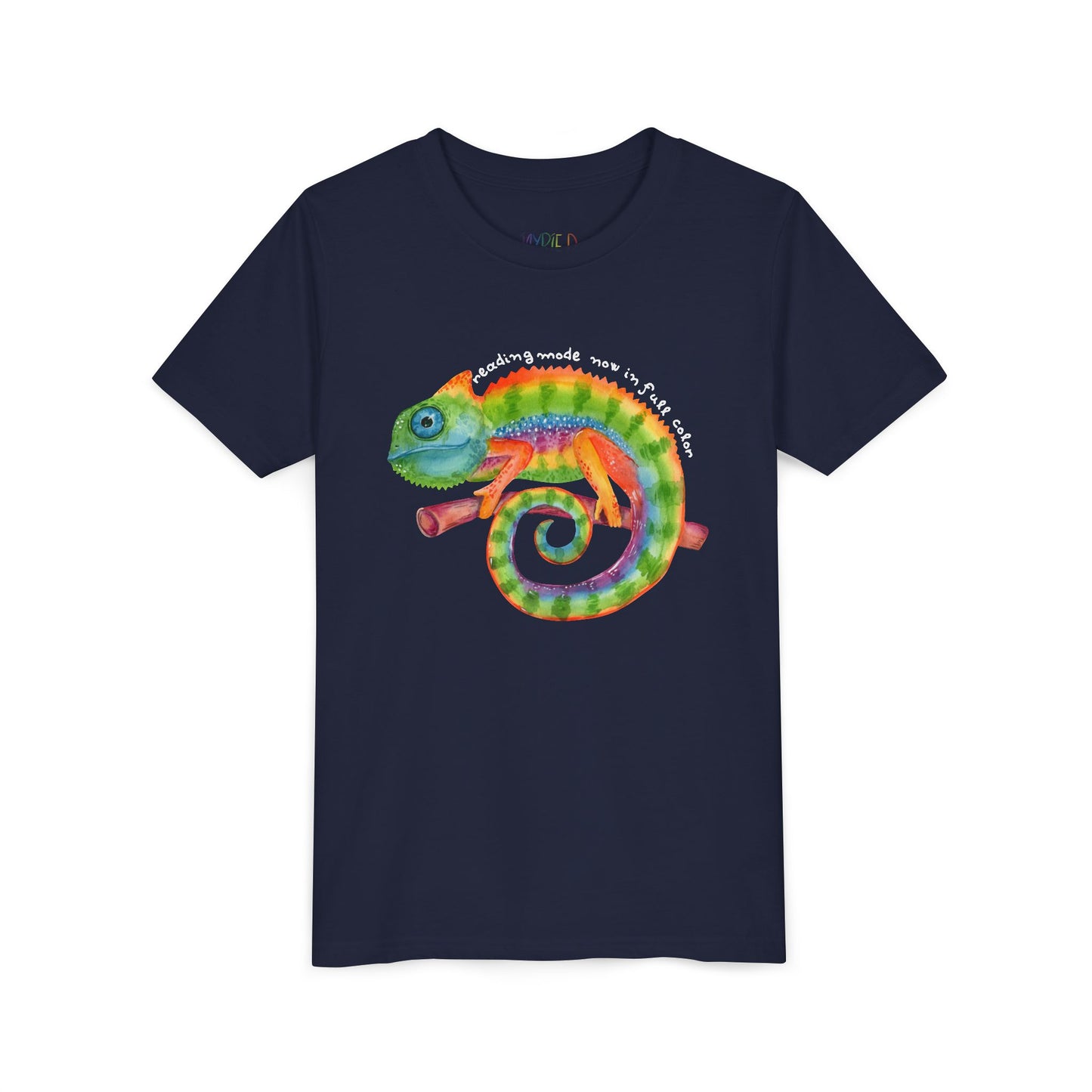 Youth Reading Mode: Now in Full Color Tee – Colorful Chameleon Shirt for Curious Kids