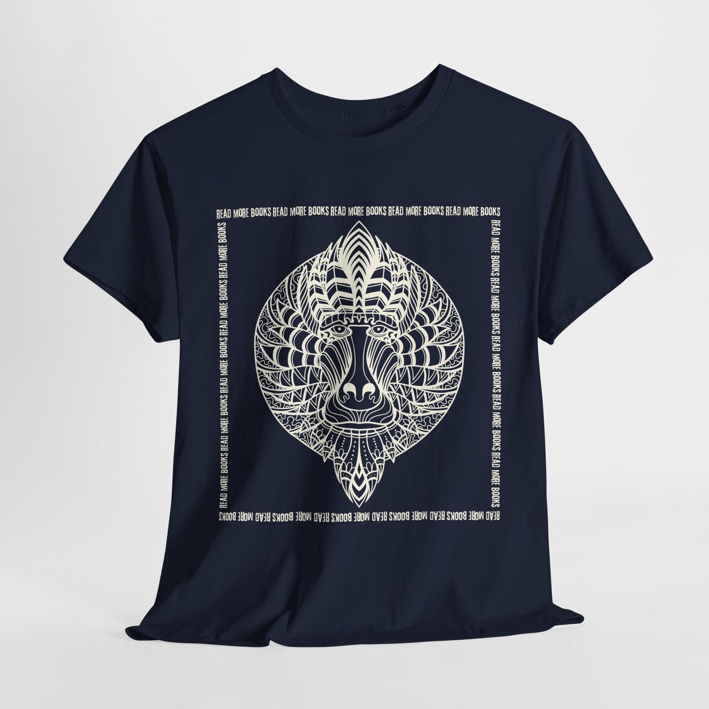 Teen/Adult Unisex Read More Mandrill Tee – Tribal Line Art for Book Lovers