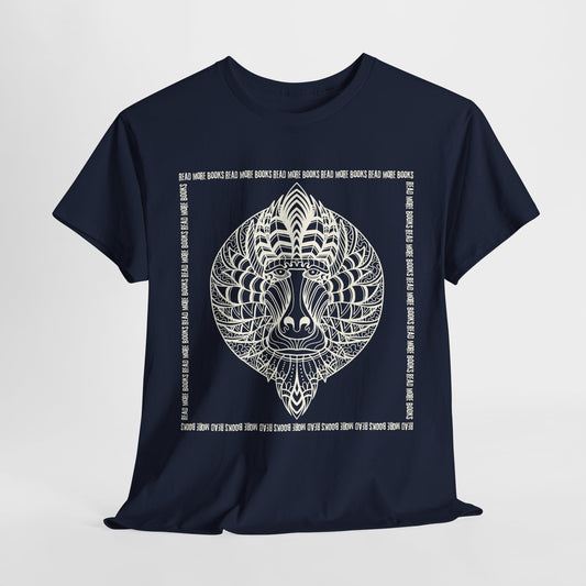 Teen/Adult Unisex Read More Mandrill Tee – Tribal Line Art for Book Lovers