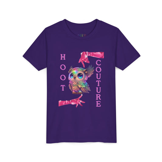 Youth Hoot Couture T-Shirt – Rainbow Owl Fashion Tee for Bold & Creative Kids