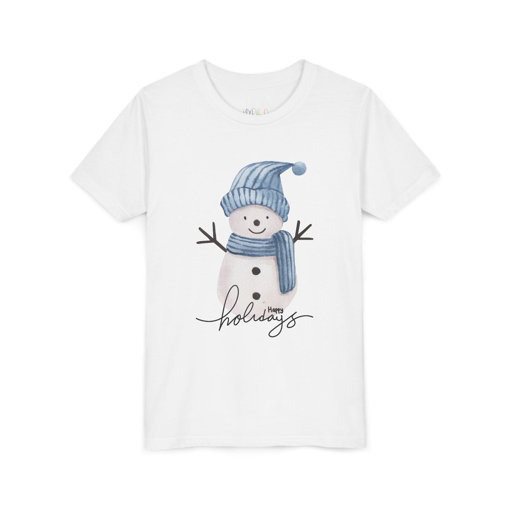 Youth Happy Holidays T-Shirt â€“ Cute Snowman Design Printify