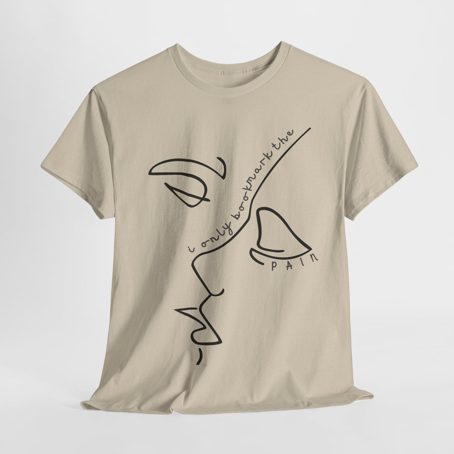 Teen/Adult Unisex Tee – I Only Bookmark the Pain (Minimalist Face Edition)