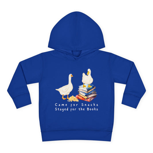 Toddler Came for Snacks Stayed for the Books Hoodie – Silly Goose Reading Design