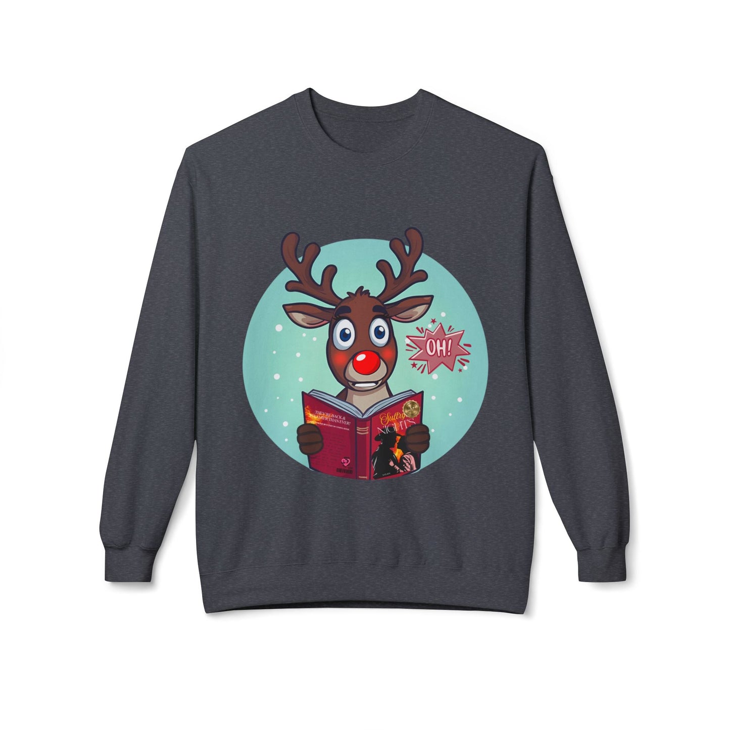 Teen/Adult Unisex Rudolphâ€™s Spicy Read Sweatshirt â€“ Funny RisquÃ© Holiday Book Design Printify
