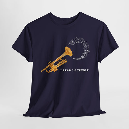 Teen/Adult Unisex I Read in Treble Tee – A Punny Pick for Music & Book Lovers