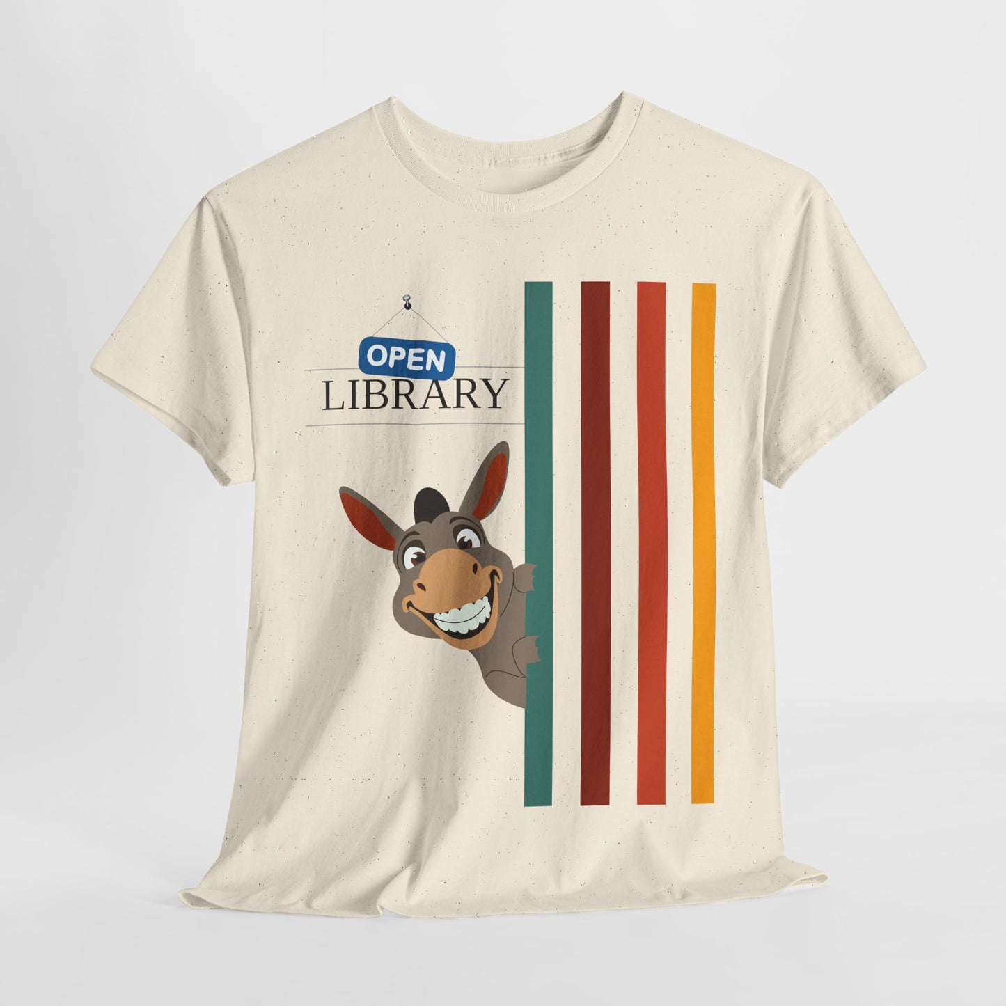 Teen/Adult Unisex Donkey Dell “Open Library” T-Shirt – Fun Literacy & Reading Graphic Tee
