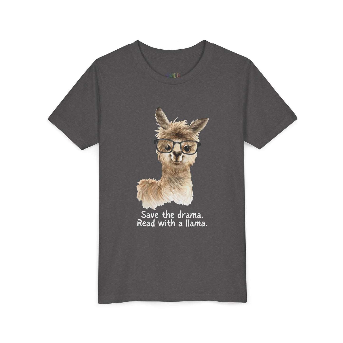 Youth Save the Drama, Read with a Llama T-Shirt – Funny Animal Book Lover Tee