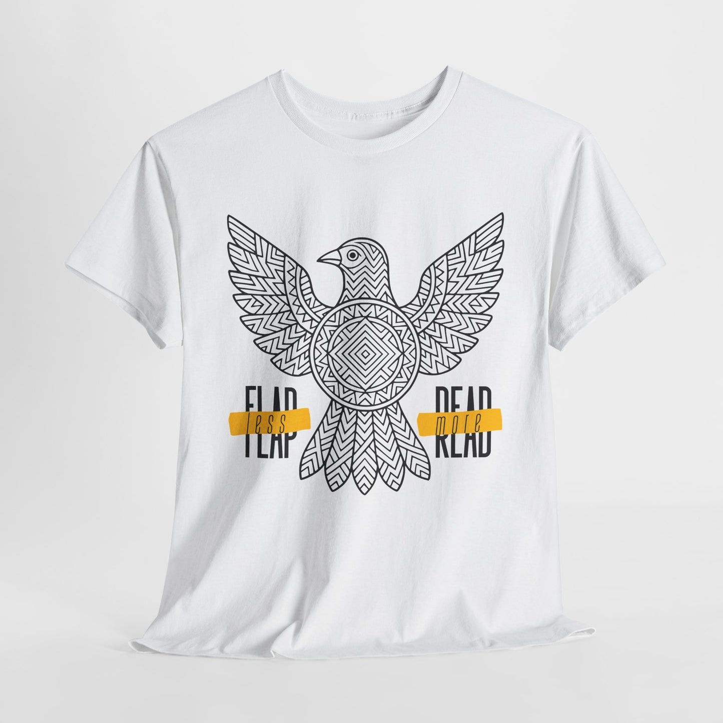 Teen/Adult Unisex – Flap Less Read More Tee – Geometric Bird Book Shirt