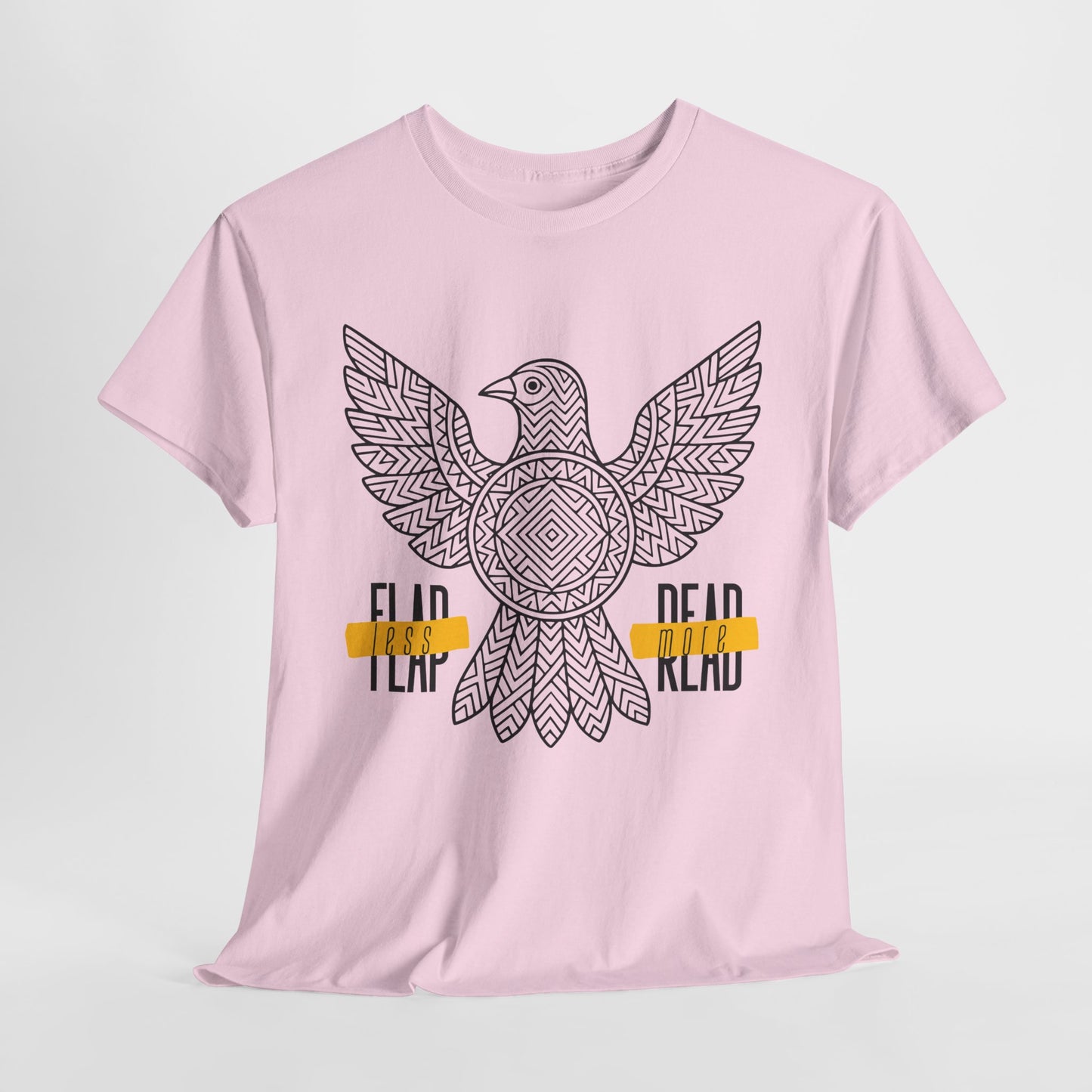 Teen/Adult Unisex – Flap Less Read More Tee – Geometric Bird Book Shirt