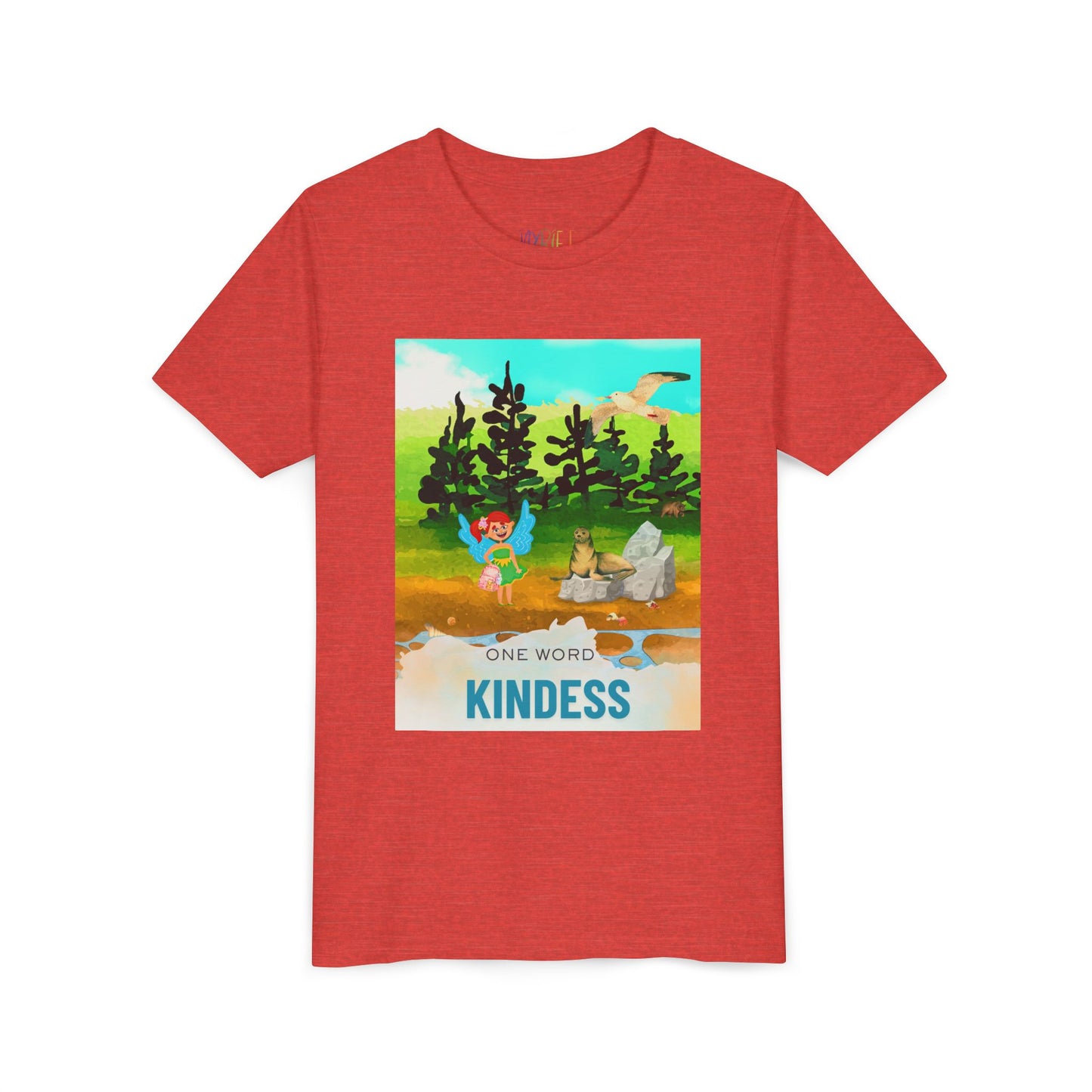 Youth One Word: Kindness Tee – Fairy Forest T-Shirt for Kids, Gentle Message Apparel for Young Hearts