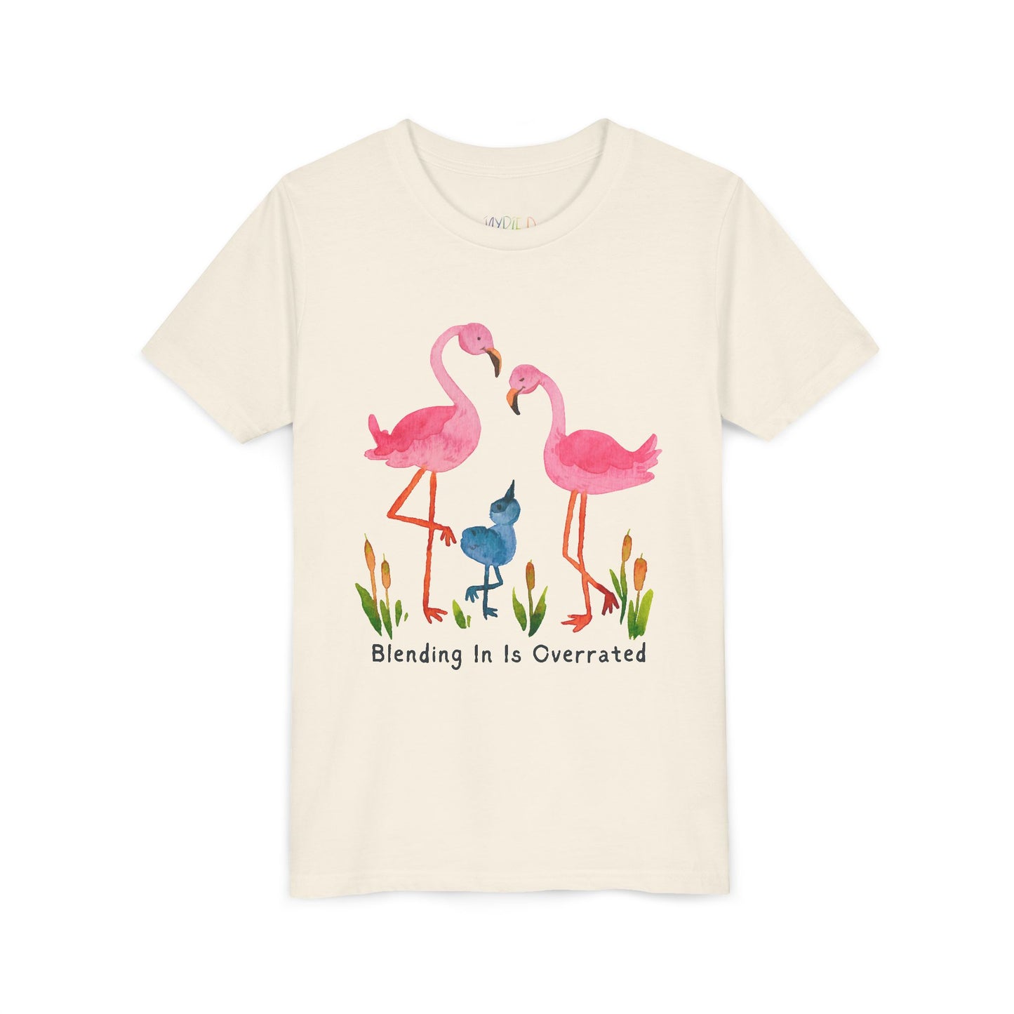 Youth Blending In Is Overrated Tee – Standout Flamingo Shirt for Bold Young Readers