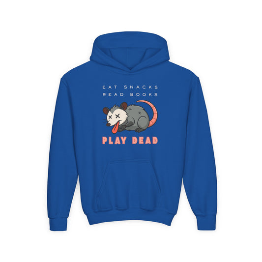 Youth Eat Snacks Read Books Play Dead Hoodie – Certified Chill Reader Mode!