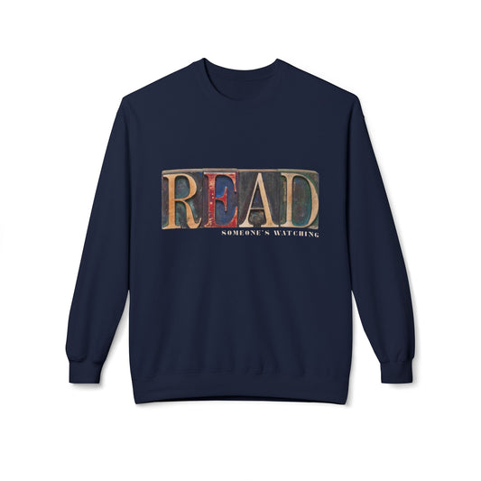 Teen/Adult Unisex READ… Someone’s Watching Sweatshirt – Mysterious Vintage-Style Book Lover Apparel