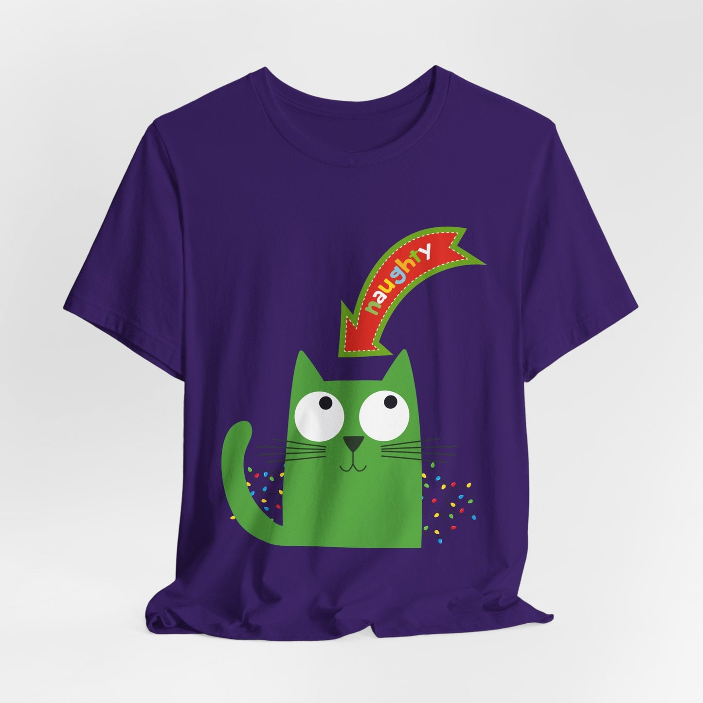 Teen/Adult Unisex Naughty Cat T-Shirt â€“ Festive Mischief Holiday Design Printify