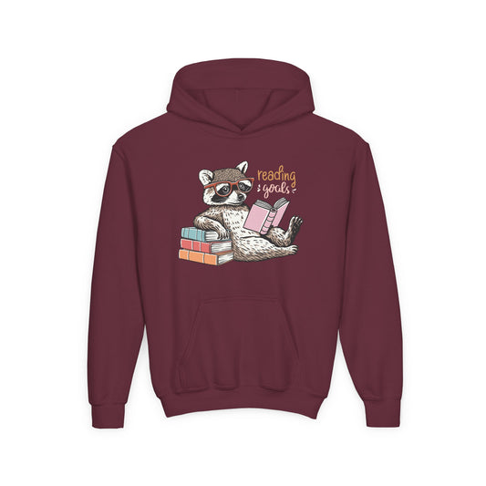 Youth Reading Goals Hoodie – Book-Loving Raccoon Edition