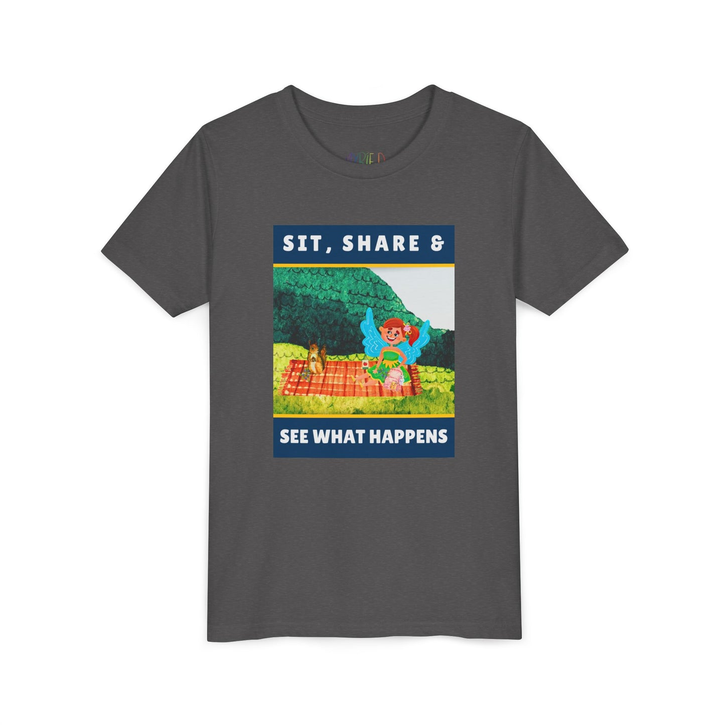 Youth Sit, Share & See What Happens Tee – Wholesome T-Shirt for Kind-Hearted Kids, Nature Lovers & Budding Friends