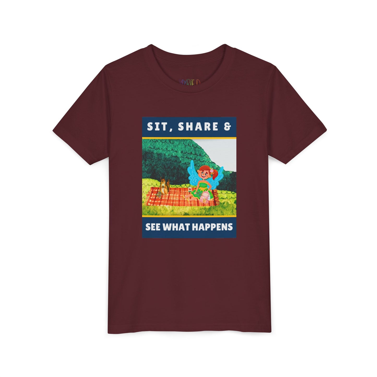 Youth Sit, Share & See What Happens Tee – Wholesome T-Shirt for Kind-Hearted Kids, Nature Lovers & Budding Friends