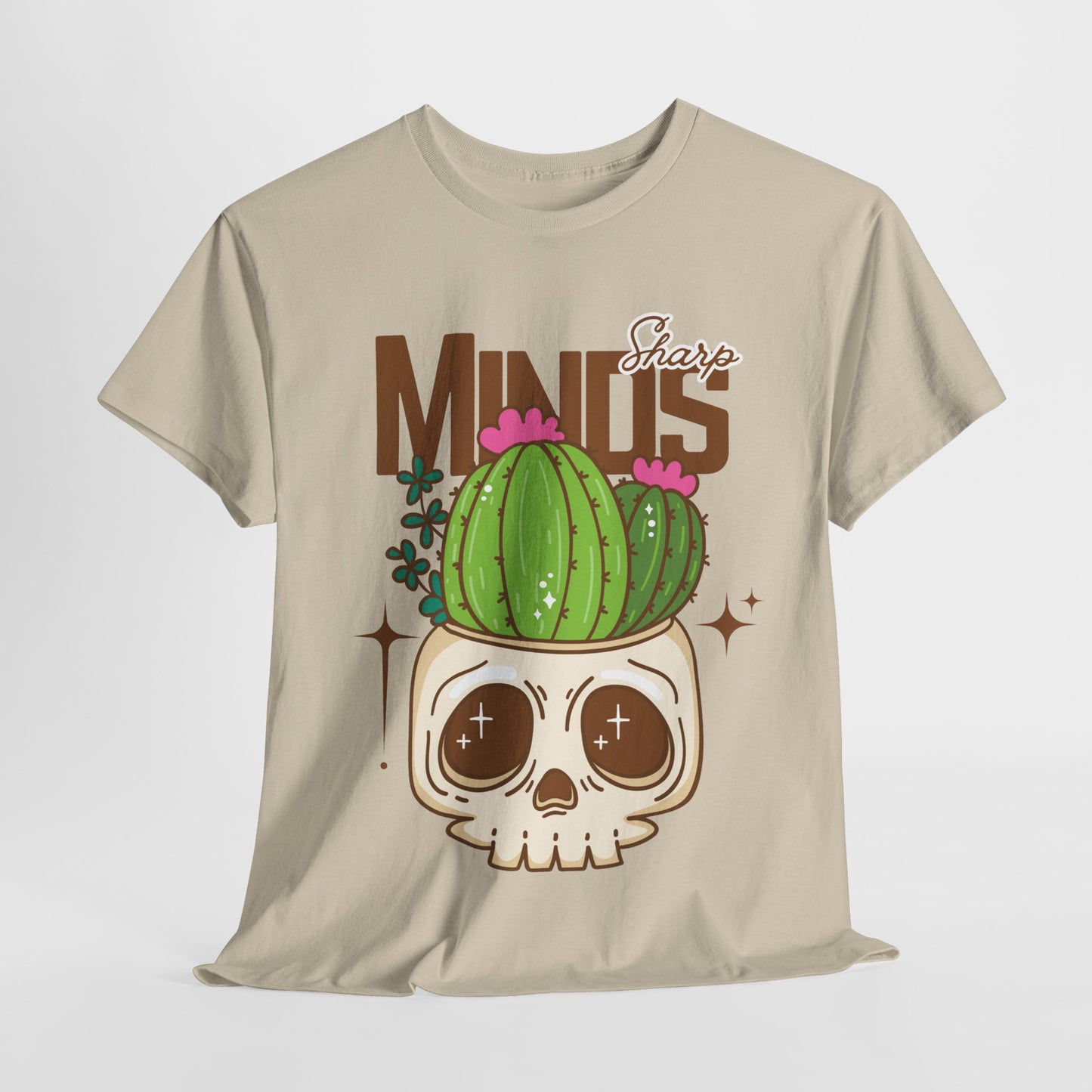 Teen/Adult Unisex "Sharp Minds" Skull & Cactus Graphic T-Shirt – Bold Bookish Style Tee