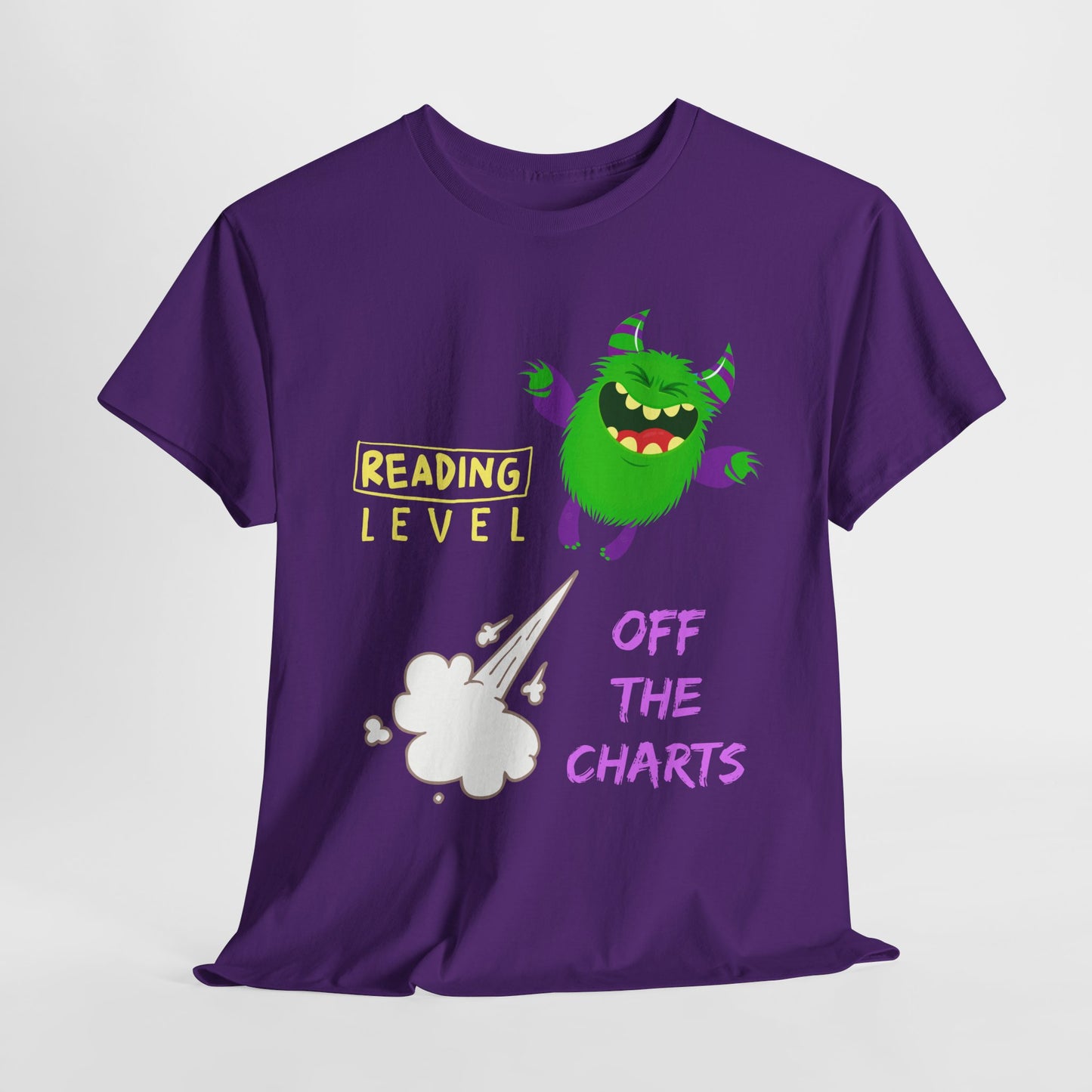 Teen/Adult Unisex Reading Level Off the Charts – Bold Bookish Monster Tee