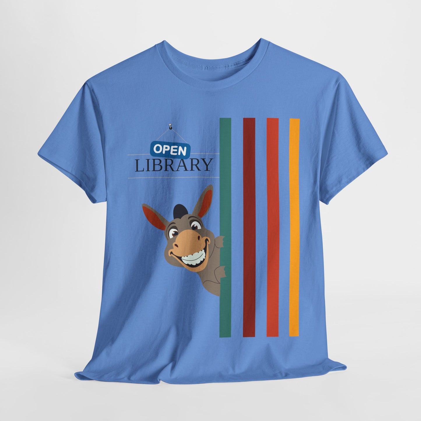 Teen/Adult Unisex Donkey Dell “Open Library” T-Shirt – Fun Literacy & Reading Graphic Tee