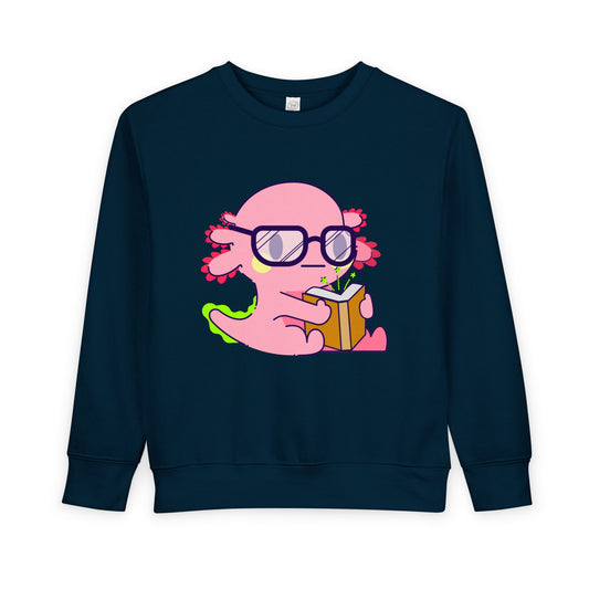Toddler Axolotl Reader Sweatshirt – Cute Bookworm Crewneck for Little Learners