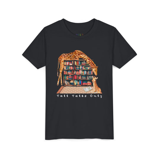 Youth Tall Tales Only Tee – Giraffe Book Shirt for Kids Who Love Big Stories